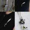 Panda and Bamboo Leaf Brooch