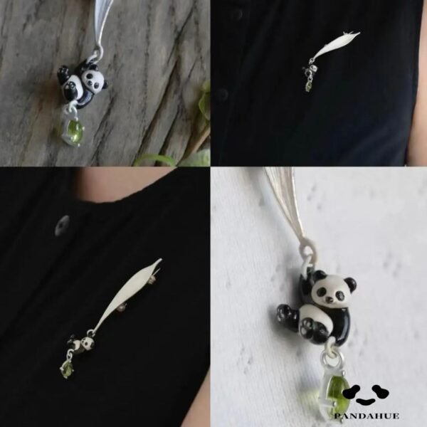 WechatIMG114_1 Panda and Bamboo Leaf Brooch