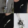 Panda and Bamboo Leaf Brooch