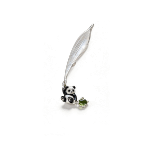 Panda and Bamboo Leaf Brooch