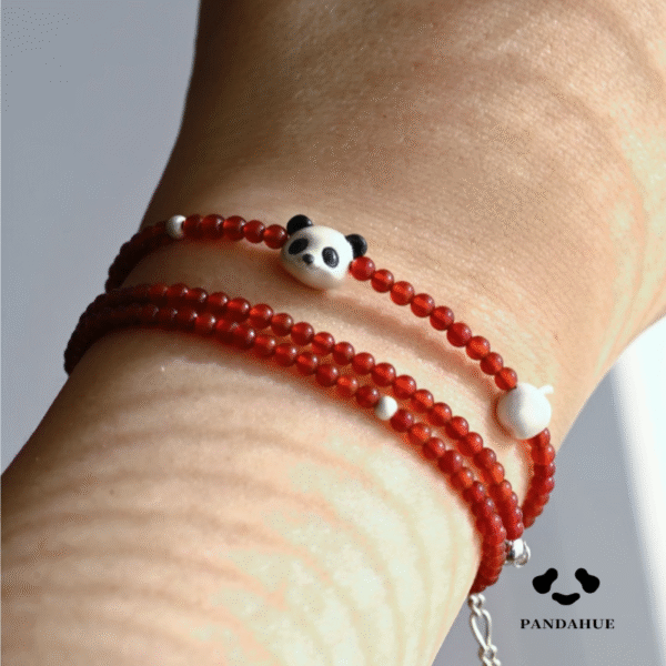 RZRVCD Red and White Apple Panda Necklace