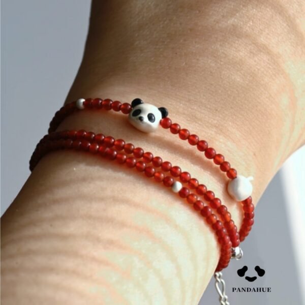 Red and White Apple Panda Necklace