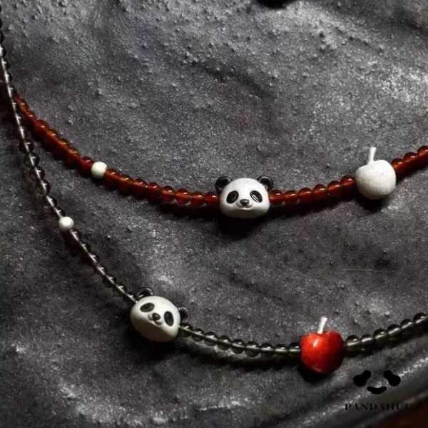 熊猫黑白项链-1 Red and White Apple Panda Necklace