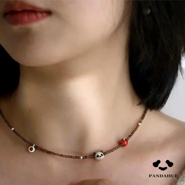 熊猫黑白项链-2 Red and White Apple Panda Necklace