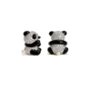 Asymmetric Reversible Crystal Panda Pearl Stud Earrings