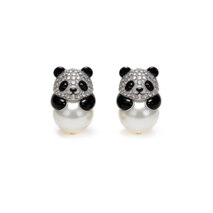 Panda Crystal & Pearl Stud Earrings