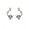 Bamboo & Crystal Panda C-Hoop Earrings