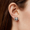 Full Black & White Crystal Panda Head Stud Earrings