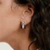 Panda Crystal Stud Earrings with Pink Heart