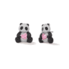 Panda Crystal Stud Earrings with Pink Heart