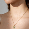 14K Gold Plated Enamel Panda Moon & Star Oval Pendant Necklace