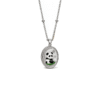 Platinum Enamel Panda Moon & Star Oval Pendant Necklace